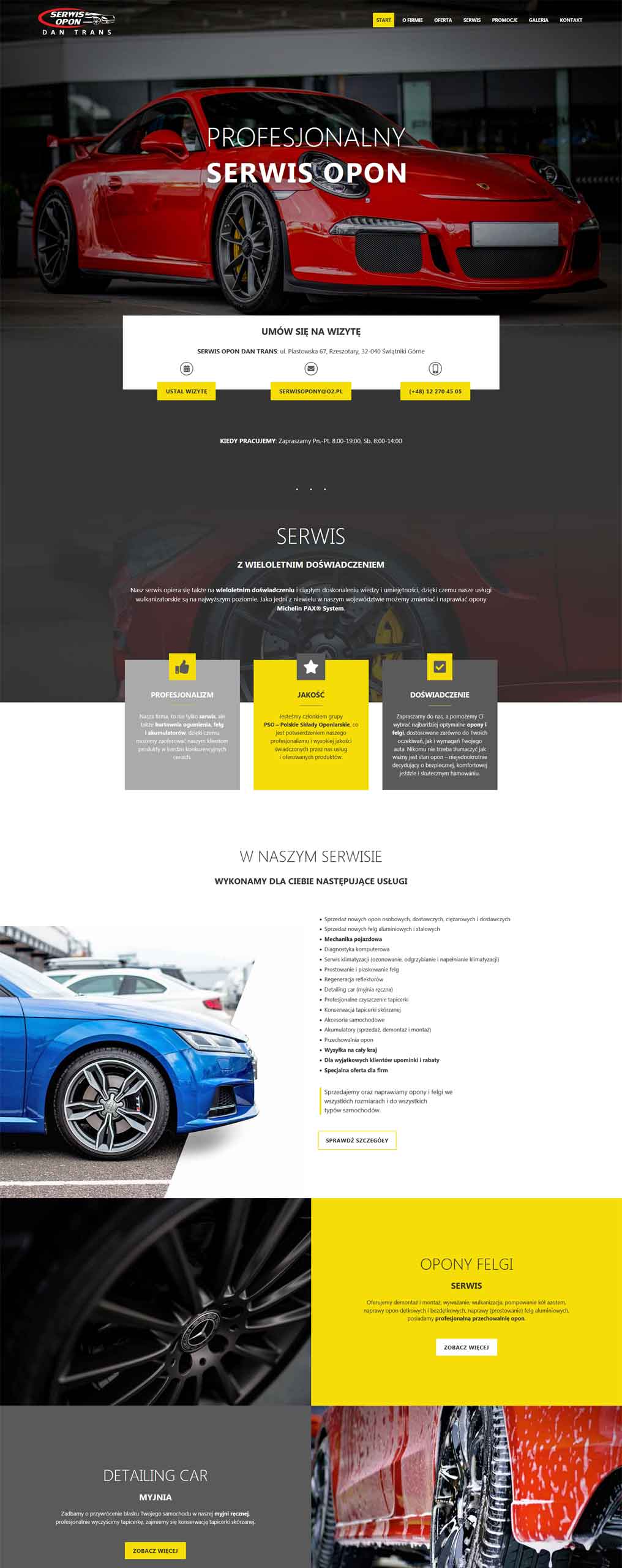 Strona internetowa serwisu samochodowego