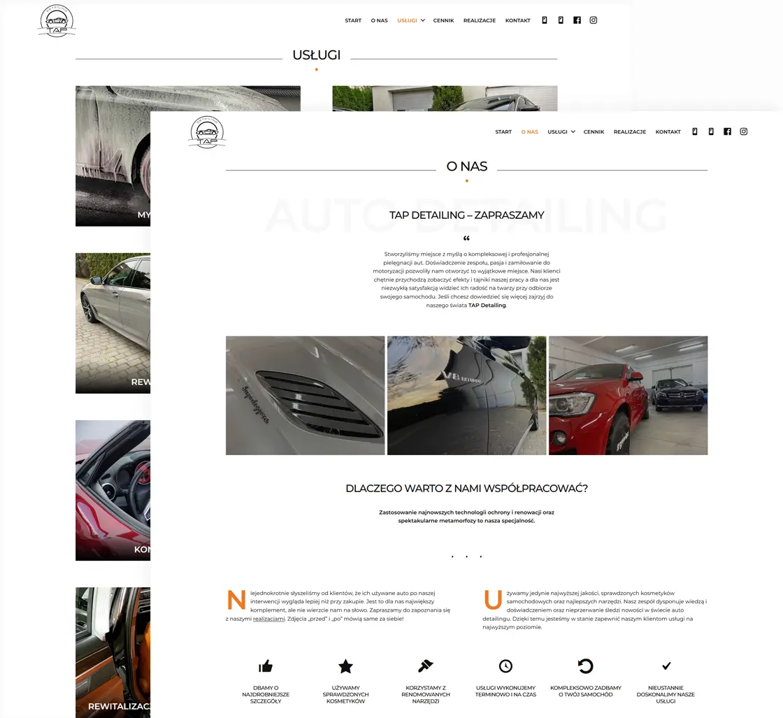 Strona www z branży auto detailingu