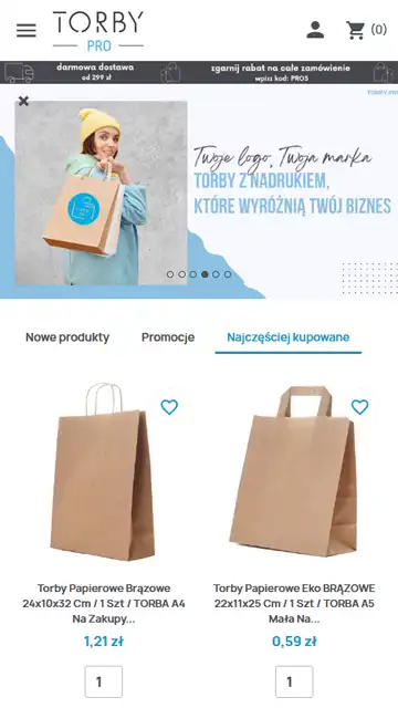 Mobilny sklep internetowy torby reklamowe