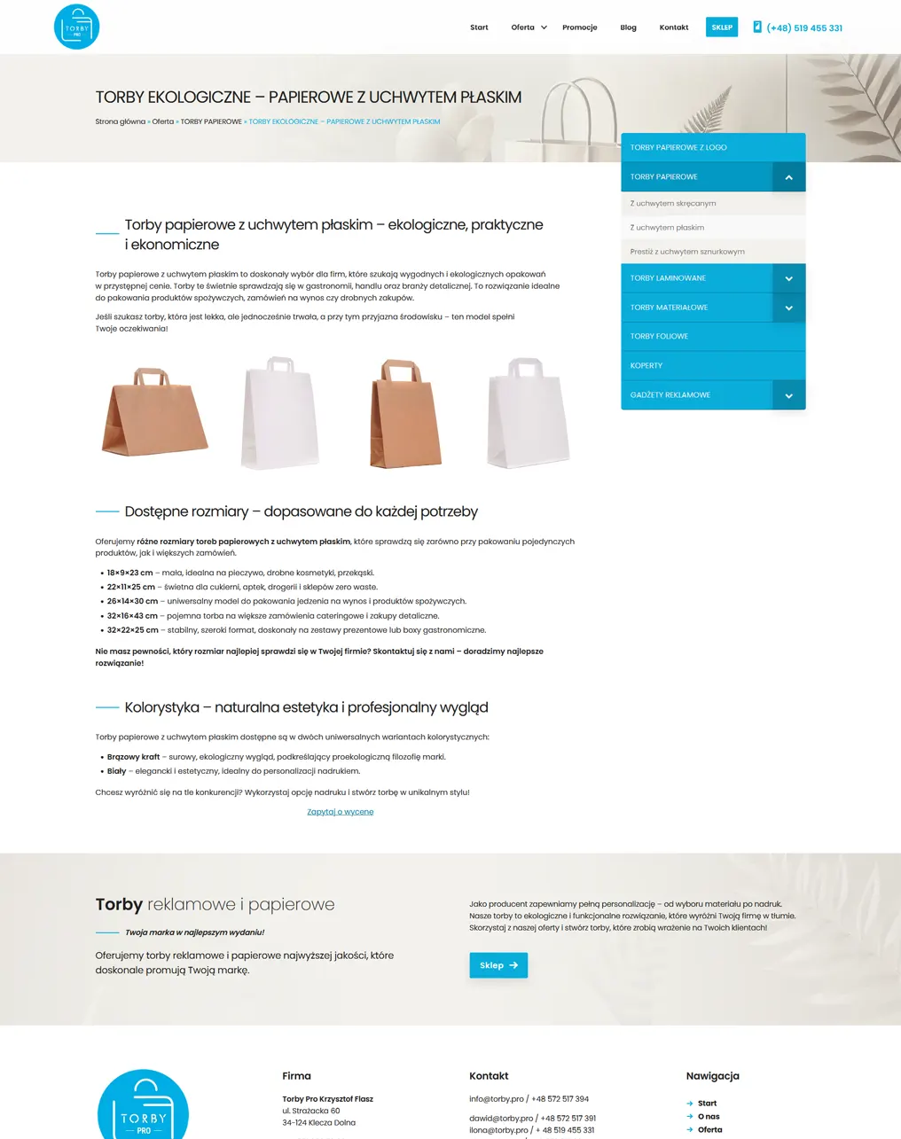 Strona www producenta toreb reklamowych