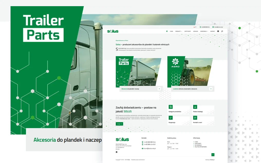 Strona internetowa - producent akcesoriów do plandek i lusterek rolniczych