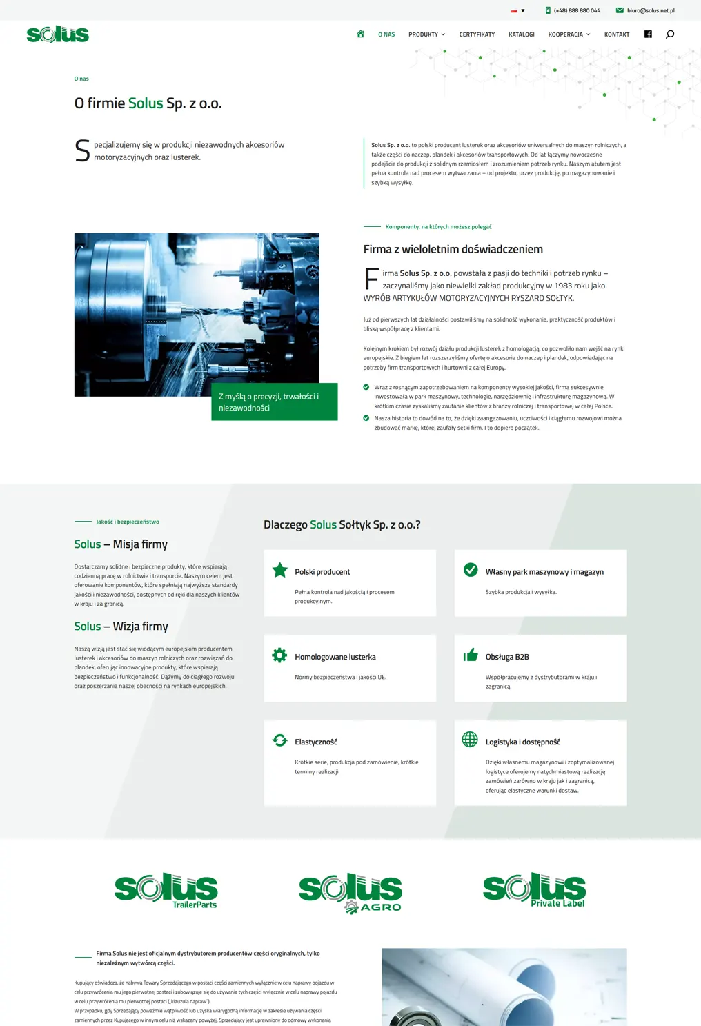 Strona www dla producenta akcesoriów do plandek i lusterek rolniczych