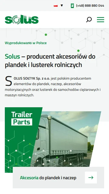 Mobilna strona www - producent akcesoriów do plandek i lusterek rolniczych