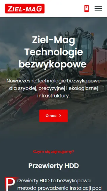 Mobilna strona internetowa firmy wykonującej przewierty HDD