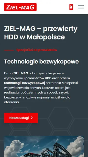 Mobilna strona www firmy wykonującej przewierty HDD