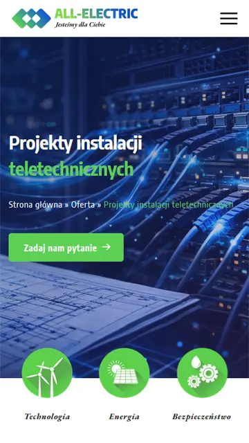 Mobilna strona www firmy wykonującej instalacje elektryczne